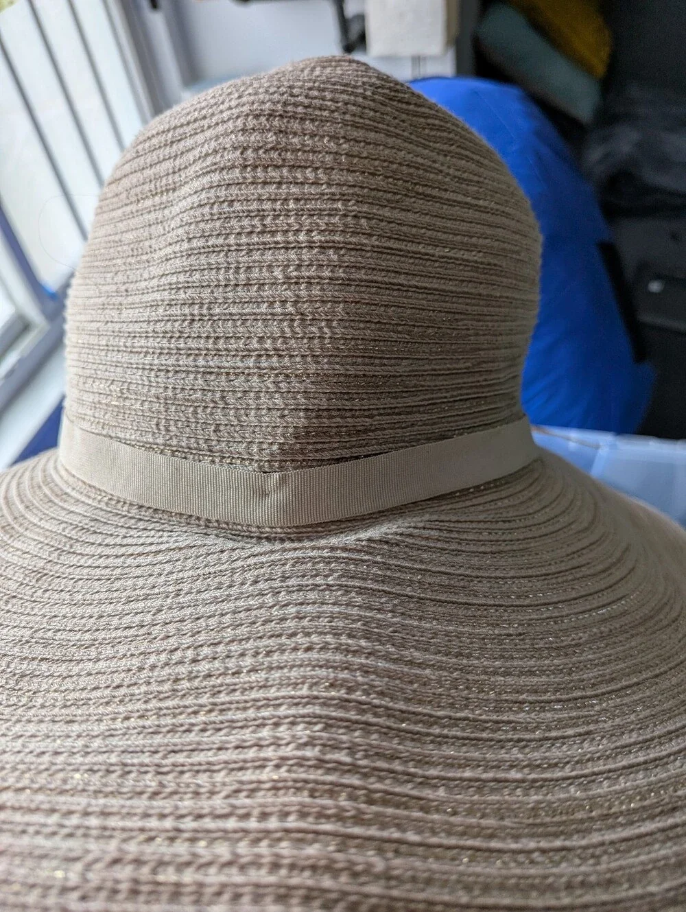 Caribbean Joe Women's Wide Brim Beach Hat - 100% Polyester - Tan/Gold